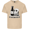 What We Love Kills Us Burger Food Skull Mens Cotton T-Shirt Tee Top Sand