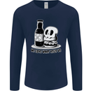 What We Love Kills Us Burger Food Skull Mens Long Sleeve T-Shirt Navy Blue