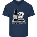 What We Love Kills Us Burger Food Skull Mens V-Neck Cotton T-Shirt Navy Blue