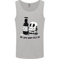 What We Love Kills Us Burger Food Skull Mens Vest Tank Top Sports Grey