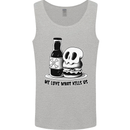 What We Love Kills Us Burger Food Skull Mens Vest Tank Top Sports Grey