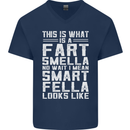 What a Fart Smella Looks Like Funny Slogan Mens V-Neck Cotton T-Shirt Navy Blue