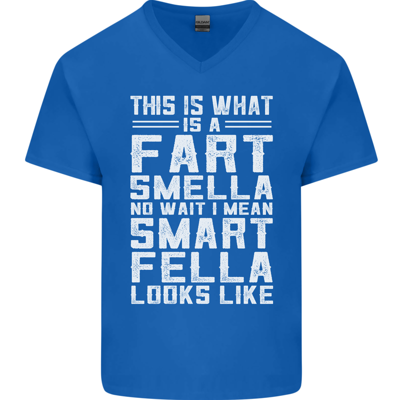 What a Fart Smella Looks Like Funny Slogan Mens V-Neck Cotton T-Shirt Royal Blue