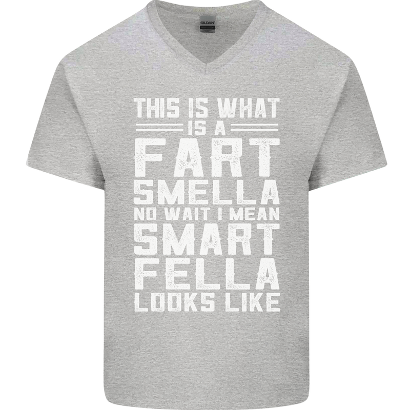 What a Fart Smella Looks Like Funny Slogan Mens V-Neck Cotton T-Shirt Sports Grey