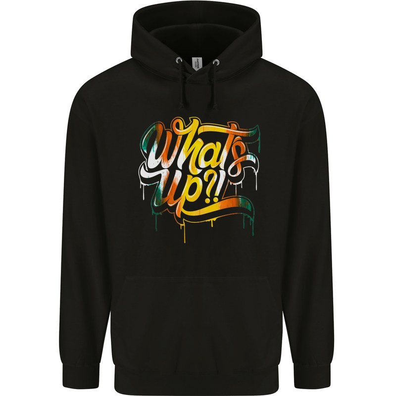 What's up? Colourful Slogan Childrens Kids Hoodie Black
