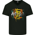 What's up? Colourful Slogan Mens V-Neck Cotton T-Shirt Black