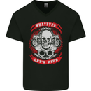 Whatever Let's Ride Biker Motorcycle Bike Mens V-Neck Cotton T-Shirt Black