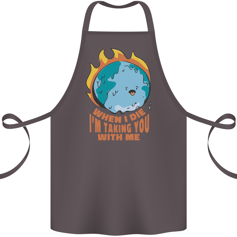 When I Die Funny Climate Change Cotton Apron 100% Organic Dark Grey