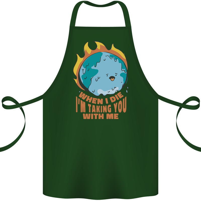 When I Die Funny Climate Change Cotton Apron 100% Organic Forest Green