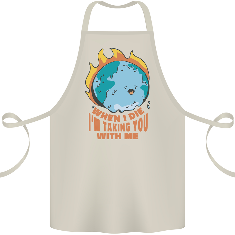When I Die Funny Climate Change Cotton Apron 100% Organic Natural