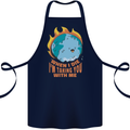 When I Die Funny Climate Change Cotton Apron 100% Organic Navy Blue