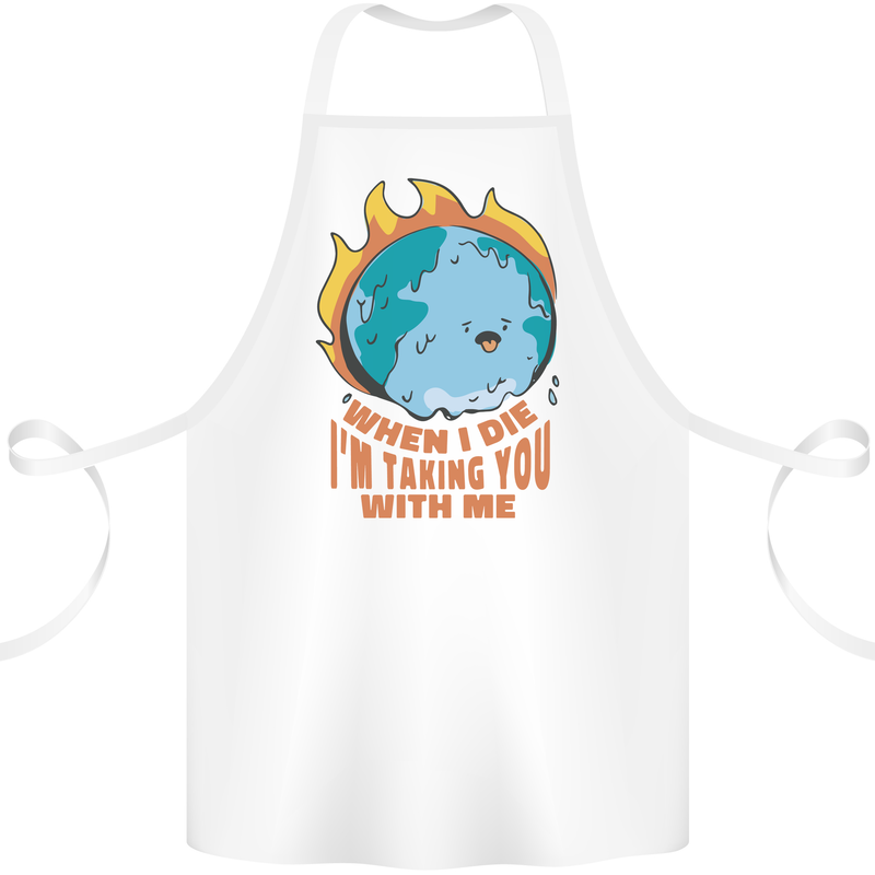 When I Die Funny Climate Change Cotton Apron 100% Organic White