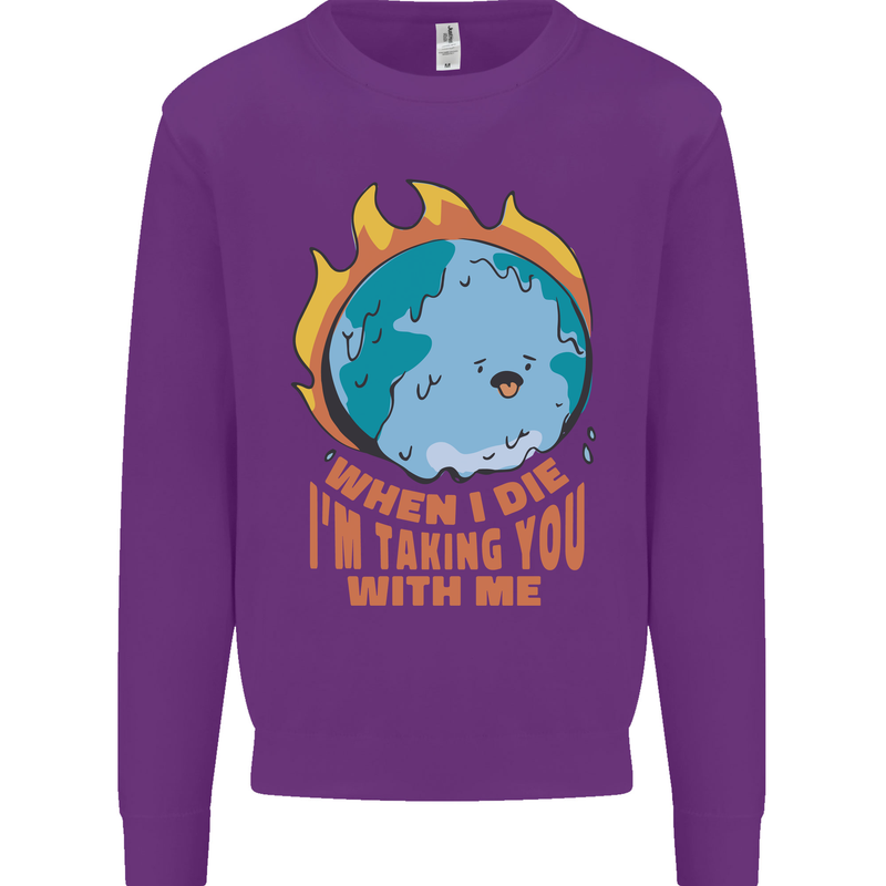 When I Die Funny Climate Change Kids Sweatshirt Jumper Purple