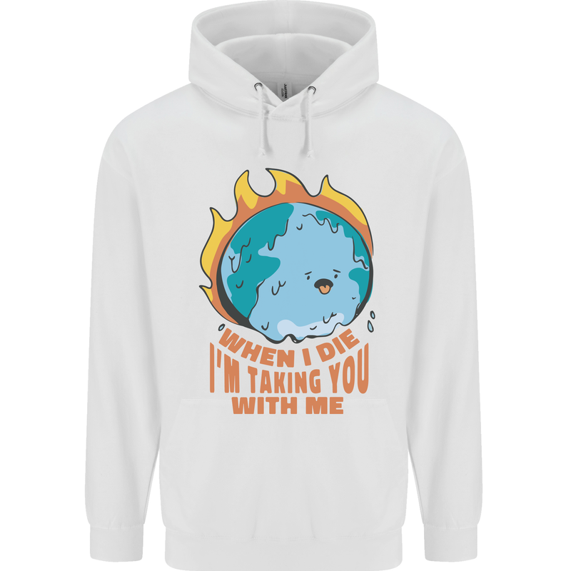 When I Die Funny Climate Change Mens 80% Cotton Hoodie White
