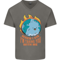 When I Die Funny Climate Change Mens V-Neck Cotton T-Shirt Charcoal