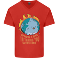 When I Die Funny Climate Change Mens V-Neck Cotton T-Shirt Red