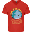 When I Die Funny Climate Change Mens V-Neck Cotton T-Shirt Red