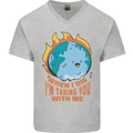 When I Die Funny Climate Change Mens V-Neck Cotton T-Shirt Sports Grey