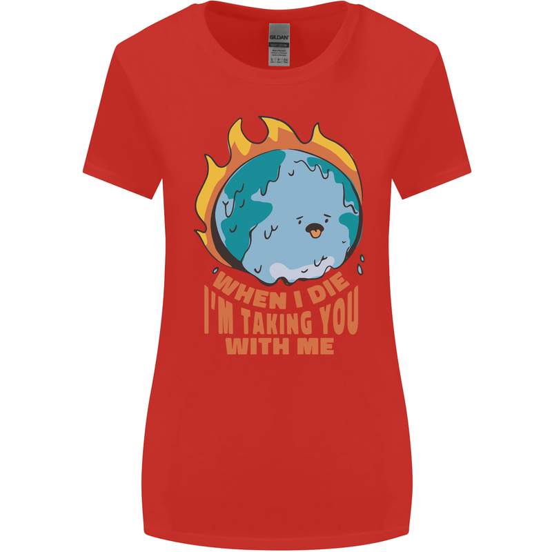 When I Die Funny Climate Change Womens Wider Cut T-Shirt Red