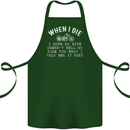 When I Die Motorbike Motorcycle Biker Cotton Apron 100% Organic Forest Green