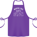 When I Die Motorbike Motorcycle Biker Cotton Apron 100% Organic Purple