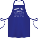 When I Die Motorbike Motorcycle Biker Cotton Apron 100% Organic Royal Blue