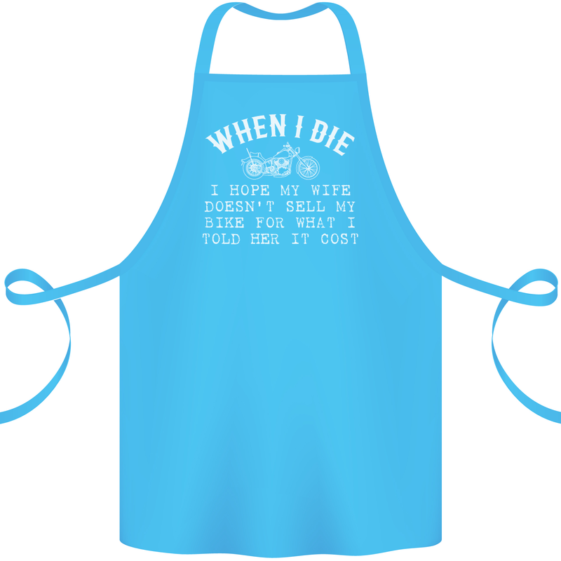 When I Die Motorbike Motorcycle Biker Cotton Apron 100% Organic Turquoise