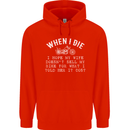 When I Die Motorbike Motorcycle Biker Mens 80% Cotton Hoodie Bright Red