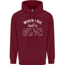 When I Die Motorbike Motorcycle Biker Mens 80% Cotton Hoodie Maroon