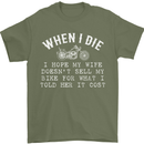 When I Die Motorbike Motorcycle Biker Mens T-Shirt Cotton Gildan Military Green