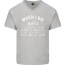 When I Die Motorbike Motorcycle Biker Mens V-Neck Cotton T-Shirt Sports Grey