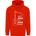 When Words Fail Music Speaks Guitar Childrens Kids Hoodie Bright Red