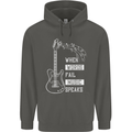 When Words Fail Music Speaks Guitar Childrens Kids Hoodie Storm Grey