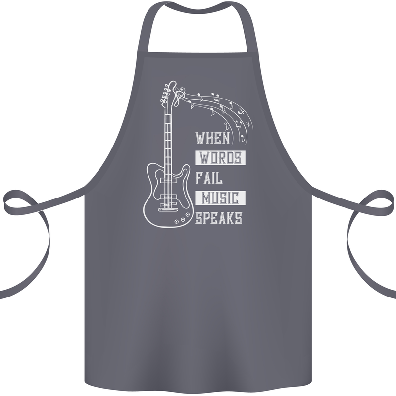 When Words Fail Music Speaks Guitar Cotton Apron 100% Organic Steel