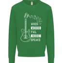 When Words Fail Music Speaks Guitar Kids Sweatshirt Jumper Irish Green