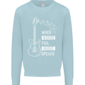 When Words Fail Music Speaks Guitar Kids Sweatshirt Jumper Light Blue