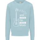 When Words Fail Music Speaks Guitar Kids Sweatshirt Jumper Light Blue