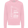 When Words Fail Music Speaks Guitar Kids Sweatshirt Jumper Light Pink