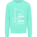 When Words Fail Music Speaks Guitar Kids Sweatshirt Jumper Peppermint