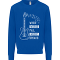 When Words Fail Music Speaks Guitar Kids Sweatshirt Jumper Royal Blue