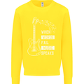 When Words Fail Music Speaks Guitar Kids Sweatshirt Jumper Yellow