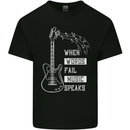 When Words Fail Music Speaks Guitar Kids T-Shirt Childrens Black