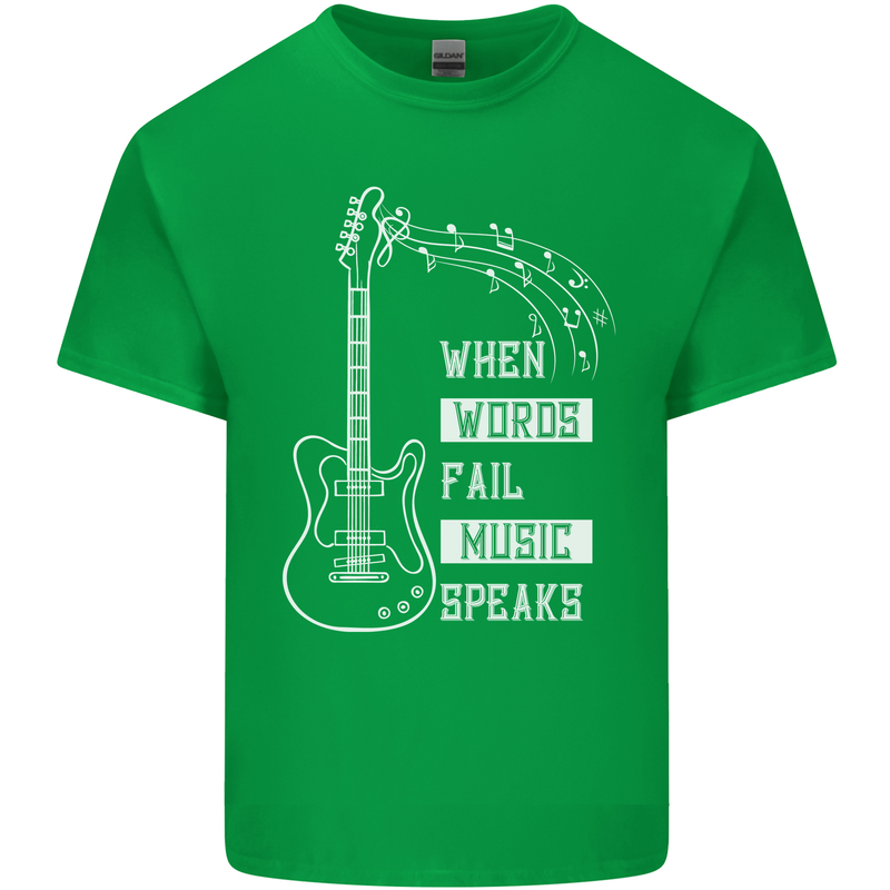When Words Fail Music Speaks Guitar Kids T-Shirt Childrens Irish Green