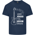 When Words Fail Music Speaks Guitar Kids T-Shirt Childrens Navy Blue