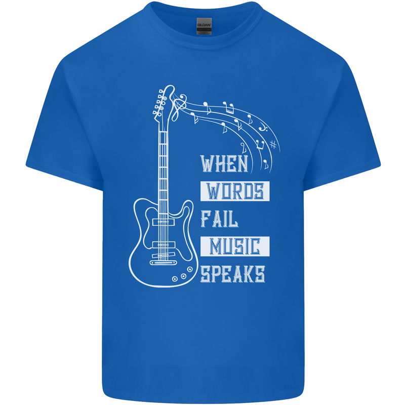 When Words Fail Music Speaks Guitar Kids T-Shirt Childrens Royal Blue