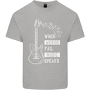 When Words Fail Music Speaks Guitar Kids T-Shirt Childrens Sports Grey