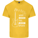 When Words Fail Music Speaks Guitar Kids T-Shirt Childrens Yellow