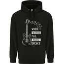 When Words Fail Music Speaks Guitar Mens 80% Cotton Hoodie Black