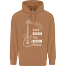 When Words Fail Music Speaks Guitar Mens 80% Cotton Hoodie Caramel Latte