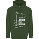 When Words Fail Music Speaks Guitar Mens 80% Cotton Hoodie Forest Green